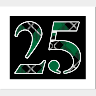 25 Sports Jersey Number Green Black Flannel Posters and Art